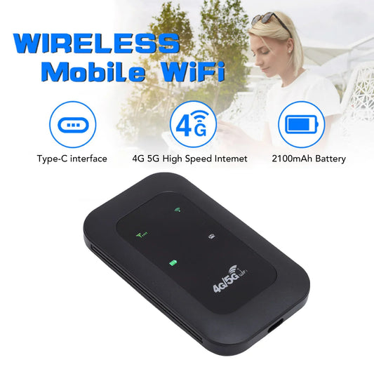 Mobile WiFi Router 2100mAh Battery Supports 10 Connected Devices 4G 5G WiFi Hotspot 300Mbps High Speed Portable for Business