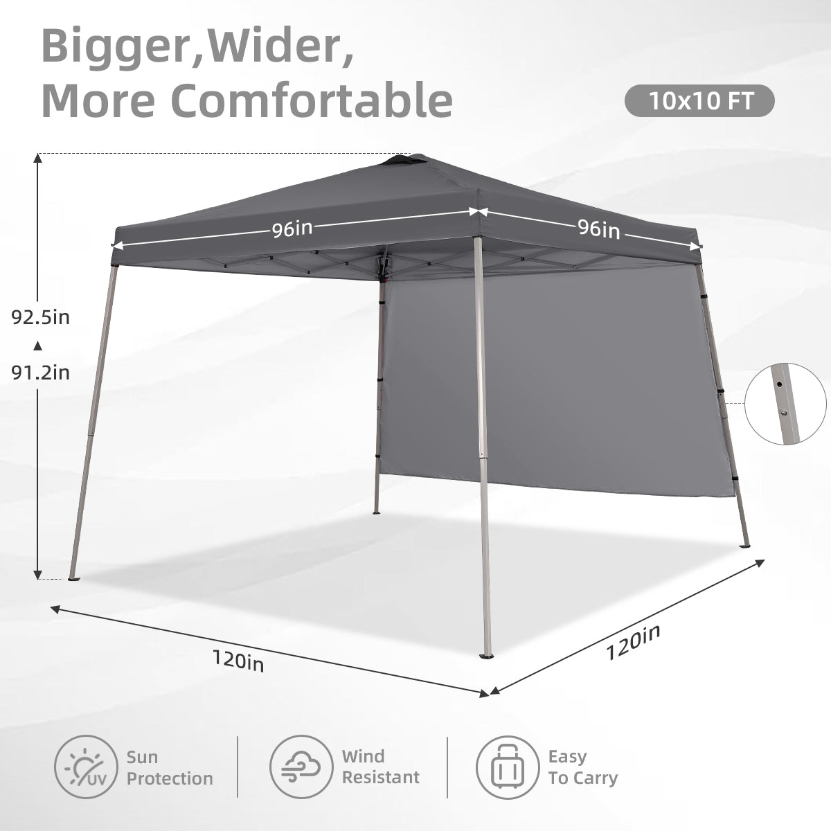 Ainfox 8ft x10ft Pop Up Canopy Tent, Portable Gazebo, Outdoor Canopy for Events With 1/2 SideWall