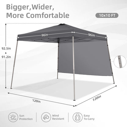 Ainfox 8ft x10ft Pop Up Canopy Tent, Portable Gazebo, Outdoor Canopy for Events With 1/2 SideWall