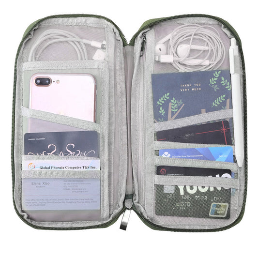 Travel Passport Wallet 12Cells Ticket ID Credit Card Holder Water Repellent Documents Phone Organizer Zipper Case Business Trip Daily Use