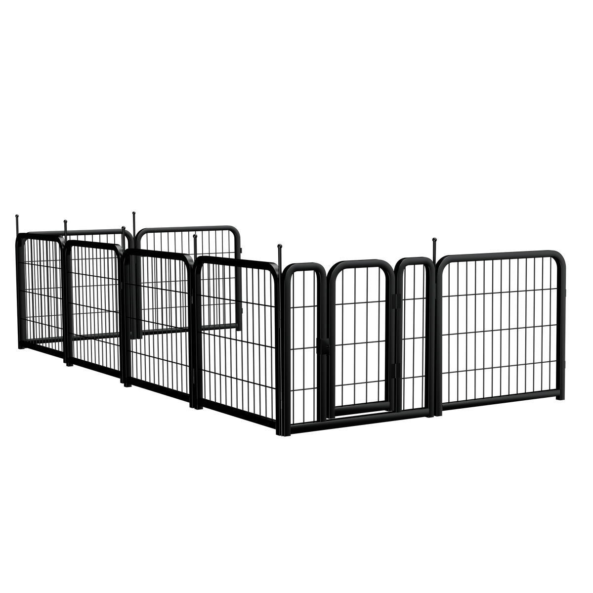 Outdoor dog fence, 8-piece board dog fence. 31 inch portable pet sports fence. Black, 26.3 inches wide x 31.5 inches high.