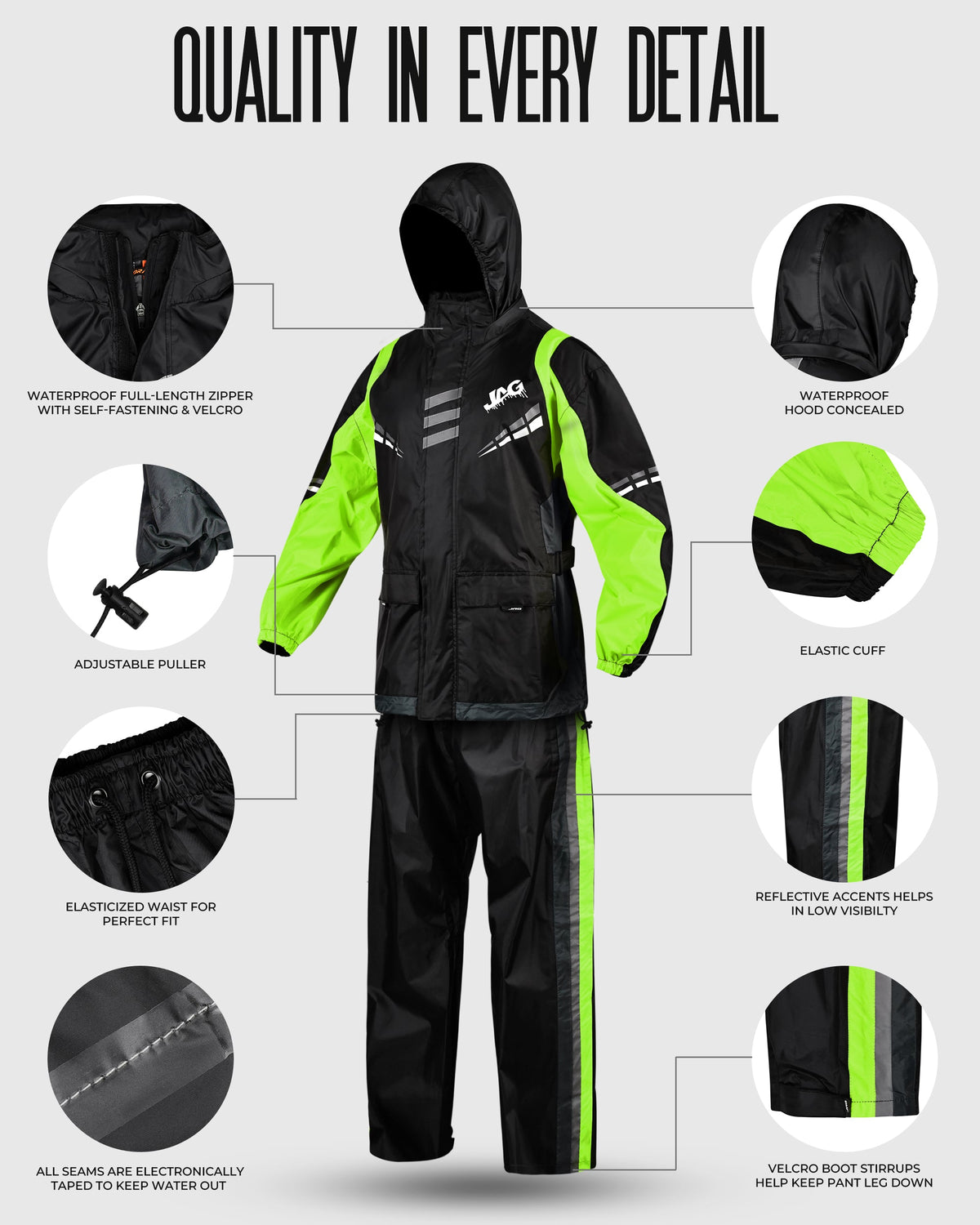 JAG Rainmaster Rain Suit for Men & Women | Water Proof Rain gear