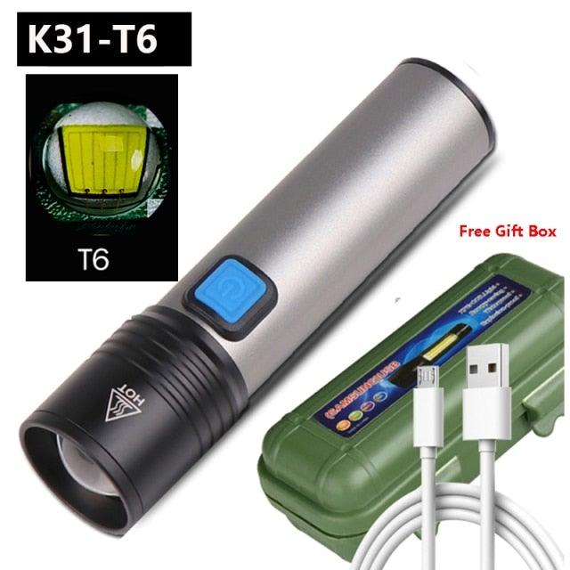 Built in battery XP-G Q5 Zoom Focus Mini led Flashlight Torch Lamp Lantern 2000 Lumen Adjustable Penlight Waterproof T6 light  Focus IP65 Water-Resistant Portable for Indoor and Outdoor Camping Hiking