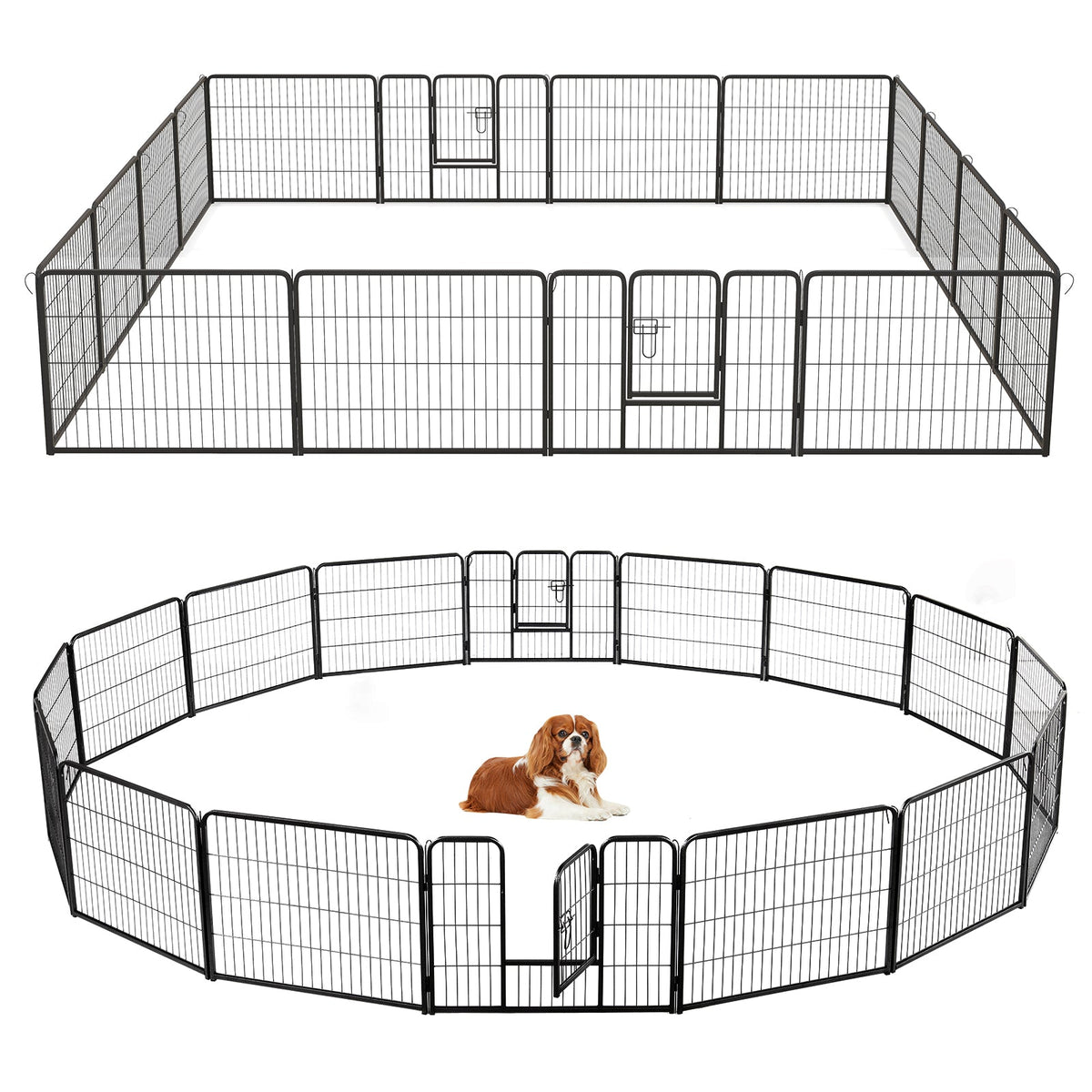 16 Panel 24/32/40 Inches Height Dog Playpen with Lock and Large Door