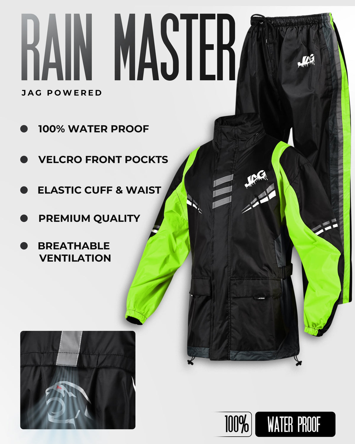 JAG Rainmaster Rain Suit for Men & Women | Water Proof Rain gear