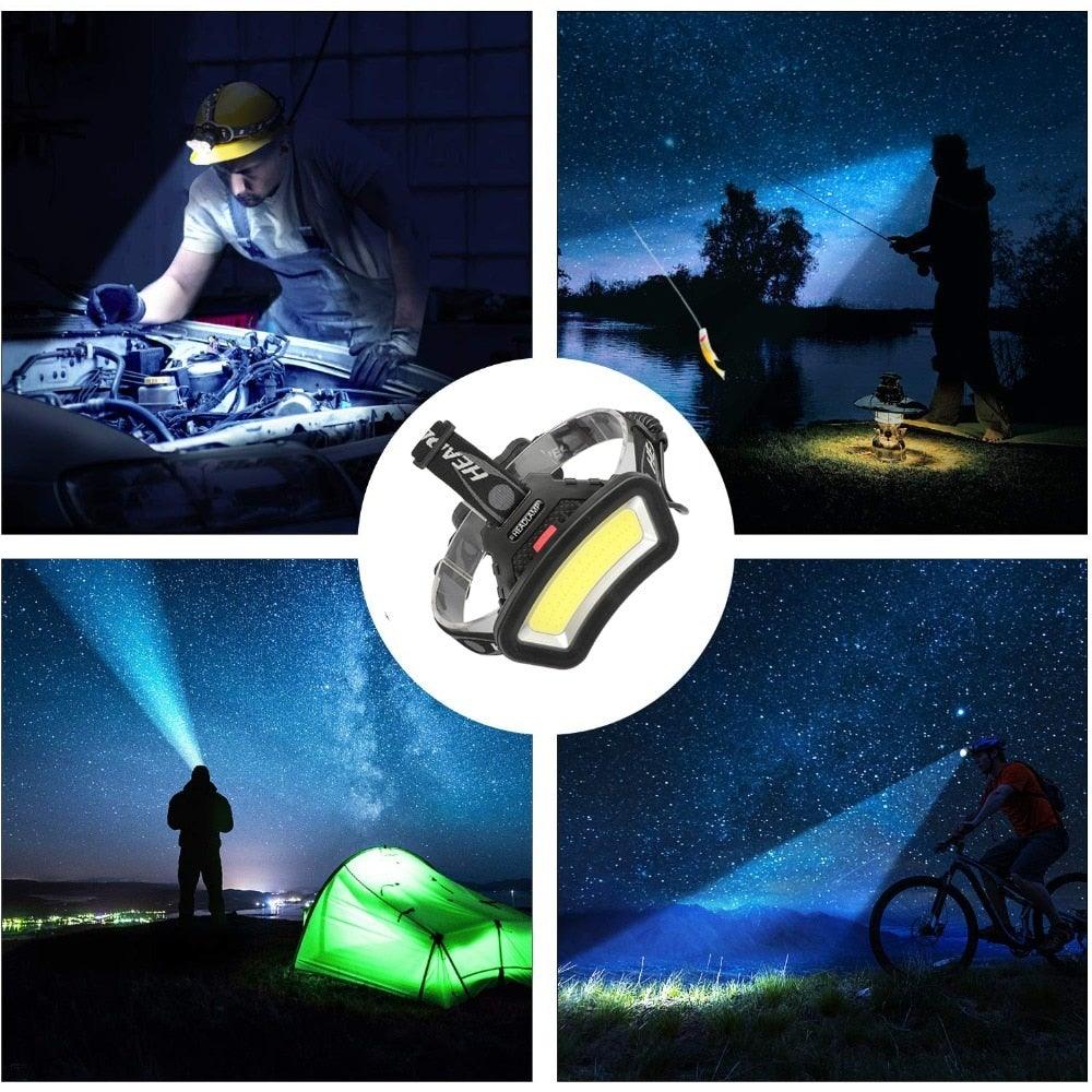 Rechargeable Usb Headlamp 500m Long Range Waterproof Headlight Lightweight Flashlight Hight Lumens Adjustable  Floodlight  For Outdoor Searchlight Hiking Camping Running Fishing Best Headlamps